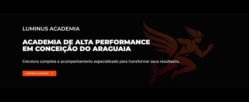 Interface inicial do site da Academia Luminus em Conceição do Araguaia
