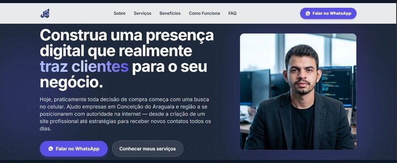Página comercial de captação e conversão da JS Marketing Digital